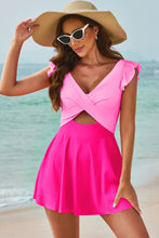 Load image into Gallery viewer, Cutout V-Neck Cap Sleeve One-Piece Swimwear
