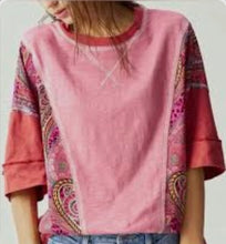 Load image into Gallery viewer, Pink Patchwork Raglan Tee