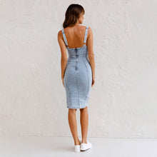 Load image into Gallery viewer, New U-neck Suspender Denim Dress Summer Casual Tight Slim Fit Dresses With Slit Design