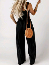 Load image into Gallery viewer, Black Smocked Sleeveless Wideleg Jumpsuit