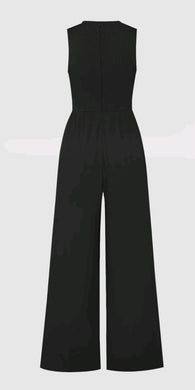 Zippered Round Neck Zippered Jumpsuit