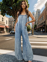 Load image into Gallery viewer, Adjustable Strap Wide Leg Denim Overalls