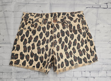 Leopard Print Jean Shorts