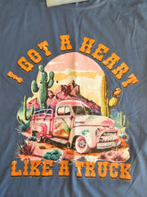 Load image into Gallery viewer, Heart Like a Truck Graphic Tee Pink Truck