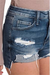 Zenana Cutoff Denim Shorts with Front Folded Hem