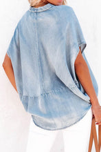 Load image into Gallery viewer, Notched Short Sleeve Denim Top