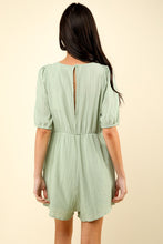 Load image into Gallery viewer, VERY J Lace Detail Puff Sleeve Romper with Pockets