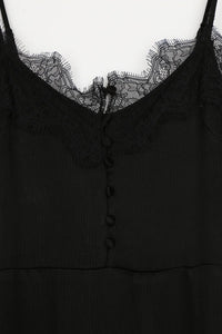 Black Satin Midi Dress