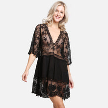 Load image into Gallery viewer, Lace &amp; Crochet Tunic Black
