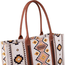 Load image into Gallery viewer, Wrangler Southwestern Pattern Dual Sided Print Canvas Wide Tote Coffee