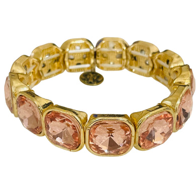 Gold and light rose rhinestone stretch bracelet