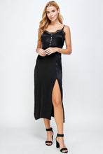 Load image into Gallery viewer, Black Satin Midi Dress