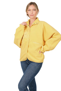 Zenana Snap Button Fleece Jacket 2 colors available