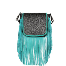 Load image into Gallery viewer, Montana West Genuine Leather Tooled Collection Fringe Crossbody