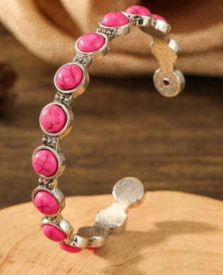 Fushia Small Round Stone Bangle