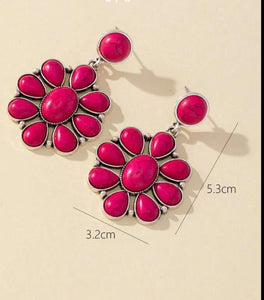 Fushia Squash Blossom Earrings
