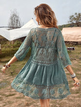 Load image into Gallery viewer, Lace &amp; Crochet Tunic Turquoise