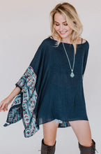 Load image into Gallery viewer, Fallon Embroidered Sleeve Poncho Blue