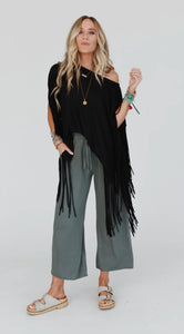 Showstopper Fringe Top Black