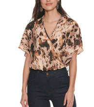Load image into Gallery viewer, Peach Love Brown and Black Sparkle Cow Print Short Sleeve Bodysuit