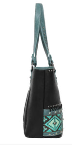 Montana West Aztec Tooled Collection Concealed Carry Western Tote With Matching Wallet