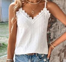Load image into Gallery viewer, White Lace Trim Cami Top