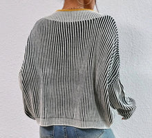 Load image into Gallery viewer, Vertical Stripe Pattern Drop Shoulder Sweater
