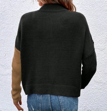 Load image into Gallery viewer, Two Tone Overlap Hem Sweater
