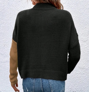 Two Tone Overlap Hem Sweater