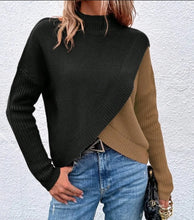 Load image into Gallery viewer, Two Tone Overlap Hem Sweater