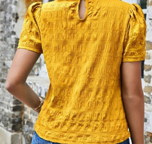 Load image into Gallery viewer, Mustard Textured Puff Sleeve