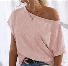 Load image into Gallery viewer, Off The Shoulder Pink Tee