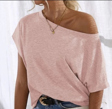 Off The Shoulder Pink Tee