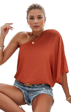 Rust One Shoulder Blouse