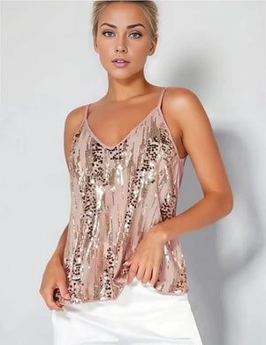 Roae Gold Sequins Cami Top