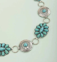 Load image into Gallery viewer, Turquoise Squash Blossom Chain Belt