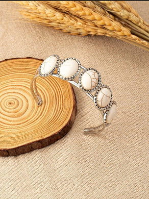 White Stone Cuff Bracelet