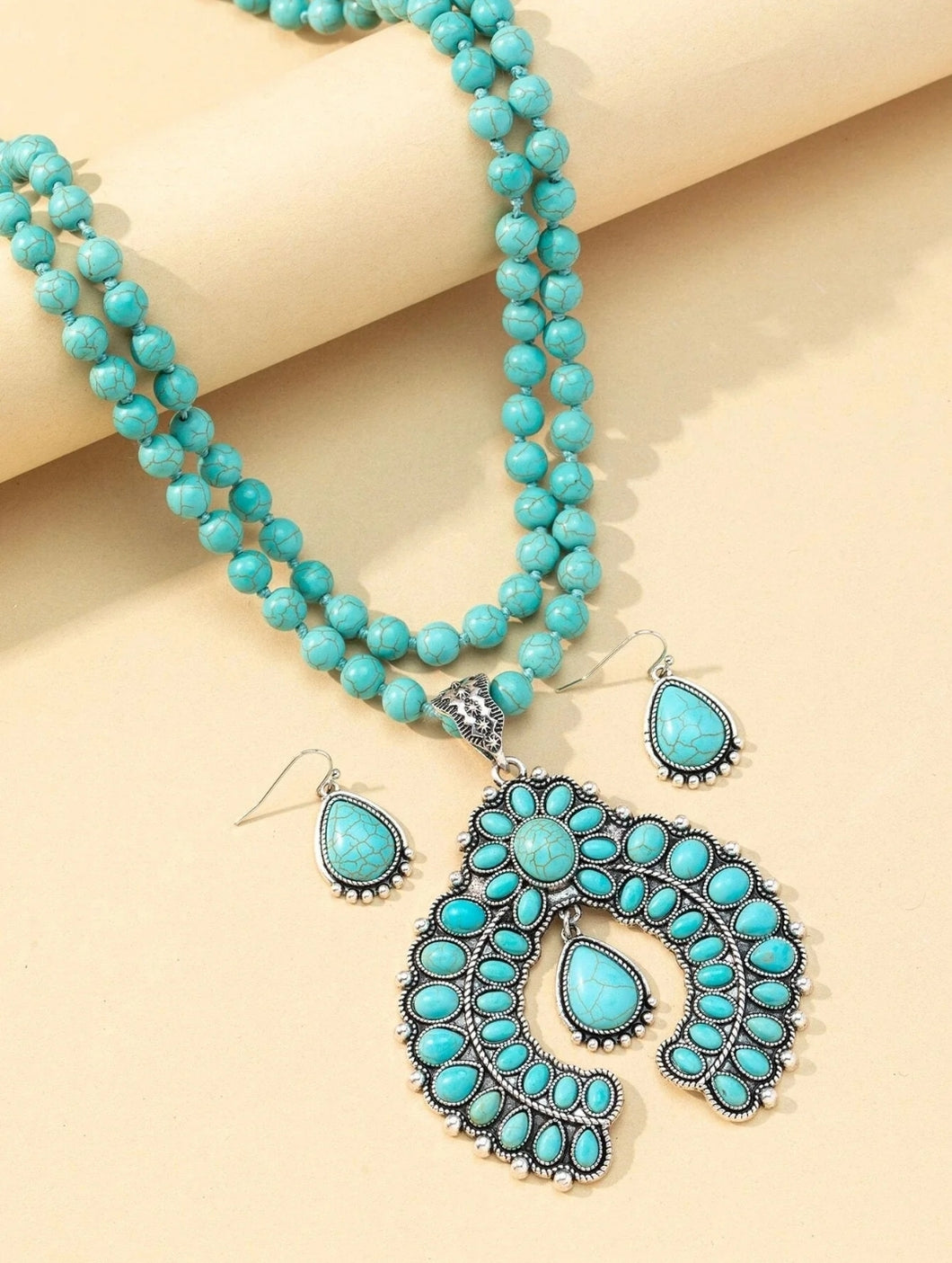 3pcs Turquoise Decor Jewelry Set
