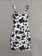 Load image into Gallery viewer, Body Con Cow Print Dress