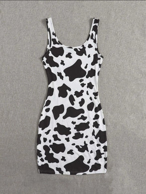 Body Con Cow Print Dress