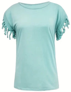 Women's Batwing Sleeve T-Shirt With Tassel