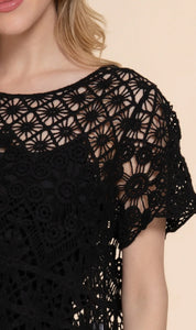 Black Scalloped Crochet Top