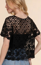 Load image into Gallery viewer, Black Scalloped Crochet Top