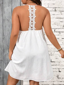 Lace Back White Summer Dress