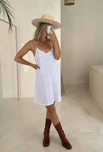 Lace Back White Summer Dress