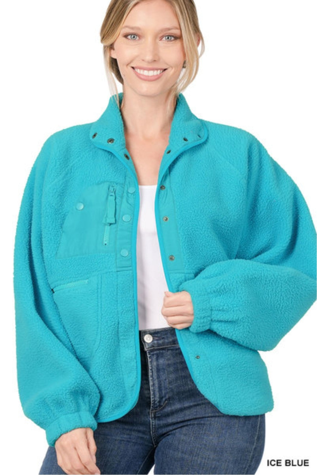 Zenana Snap Button Fleece Jacket 2 colors available