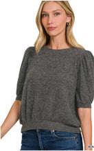 Load image into Gallery viewer, Brushed Melange Puff Sleeve Sweater