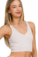 Load image into Gallery viewer, Washed Ribbed V Neck Bralette Tank