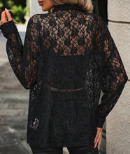 Load image into Gallery viewer, Black Lace Deop Shoulder Long Sleeve