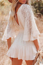 Load image into Gallery viewer, Lace Cutout Surplice Half Sleeve Dress